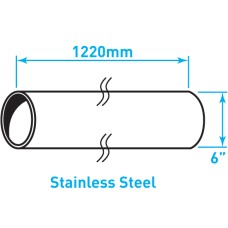 Air Intake Stainless Steel Tube, Straight, Plain End - 6" x 48"